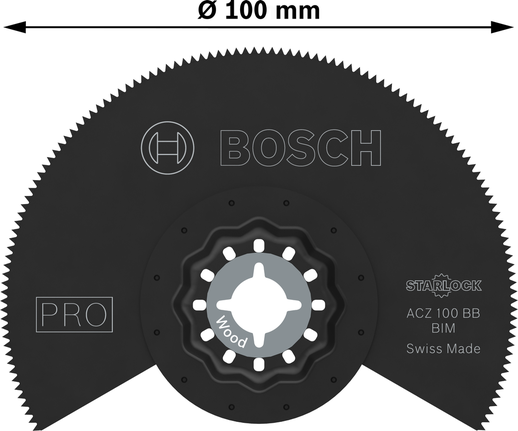 Hoja para madera multiherramienta Bosch PRO ACZ 100 BB, 100 mm.